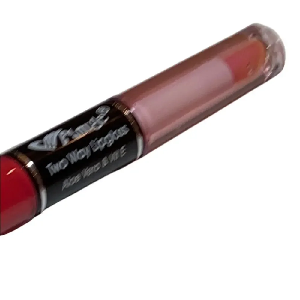 Amuse 2 Way Lip Gloss Duo Aloe Vera Vitamin E Red Color Tinted Shine 6280-7 New